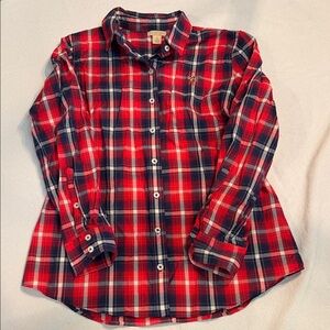 Red and Blue Plaid Button-Up Shirt